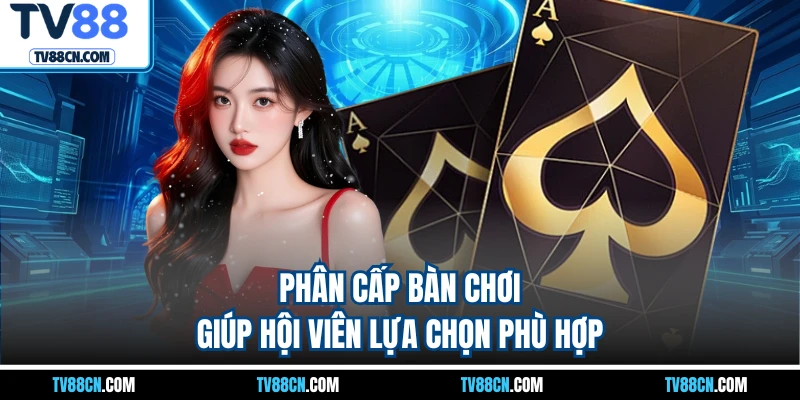 Phân cấp bàn chơi giúp hội viên lựa chọn phù hợp